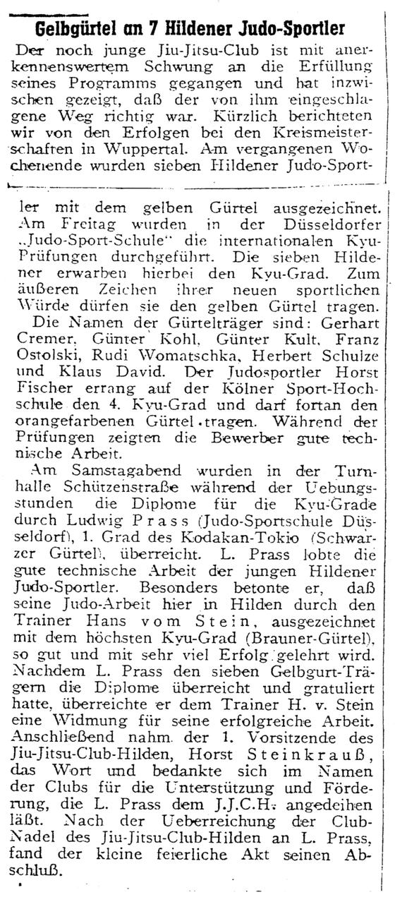 Gelbgürtel an 7 Hildener Judo-Sportler