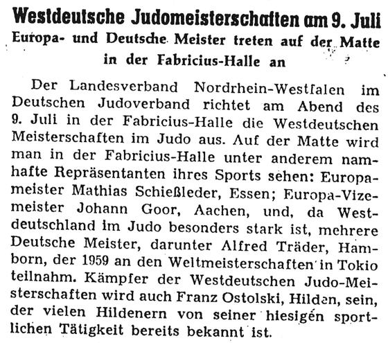 Westdeutsche Judomeisterschaften am 9. Juli