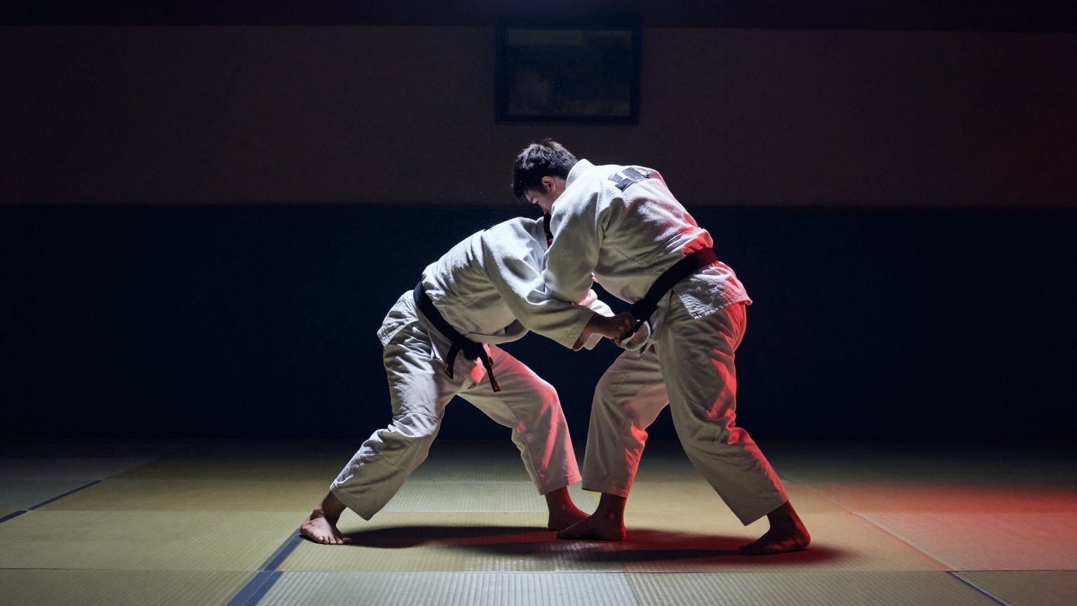 Zwei Judoka im Griff auf der Matte